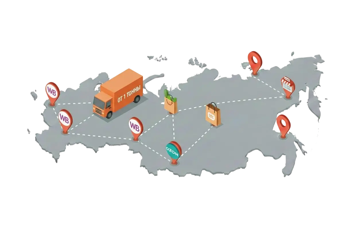 Доставка груза на маркетплейсы от 1 тонны из Нижнекамска